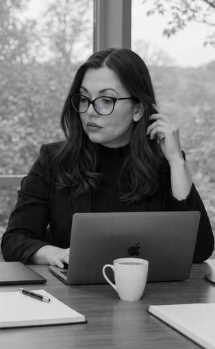 Dovilė dirba prie projekto
